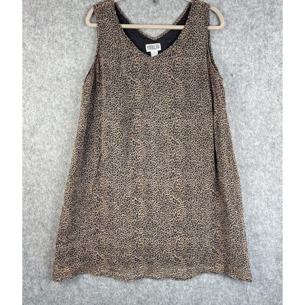 Vintage Robbie Bee Silk Tunic Dress Womens 18W Animal Print Witchy Fairygoth